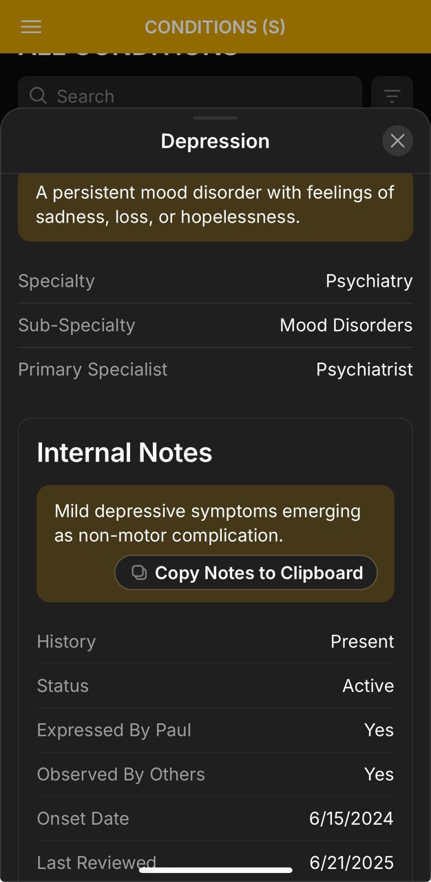 Conditions Detail Page (Depression)